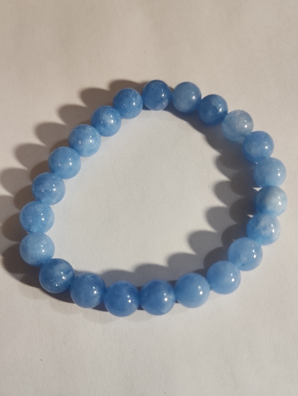8mm 1pc Natural Aquamarine Beads Bracelet Women&men Blue stone RoundBead Braclet